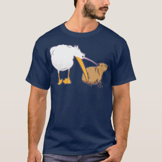 Pelican Tries to Eat Capybara Funny Cute Kawaii T-shirt