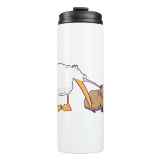 Pelican Tries to Eat Capybara Funny Cute Kawaii Thermosbeker