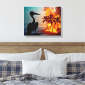 Pelican Watching Tropical Wildfire Canvas Afdruk (Insitu (Slaapkamer))