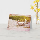 Pélicans peints Carte d'écriture Romains 15:2 (Fleur jaune)