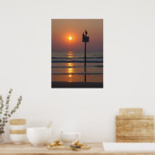 Pelicans Sunrise Ocean Daytona Beach FL Poster (Cuisine)