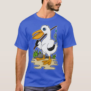 Pelikaan als Fisher met Gevist vis T-shirt