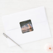 Pelikaan in beweging vierkante sticker (Envelop)