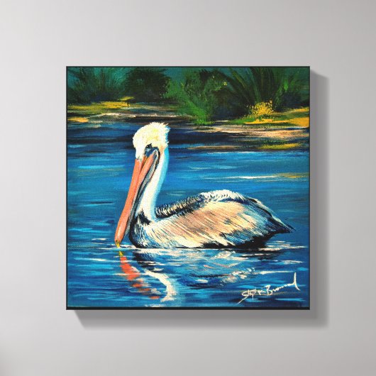 Pelikaan in het moeras 10" x 10" canvas afdruk (Voorkant)