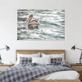Pelikaan in het water canvas afdruk (Insitu (Slaapkamer))