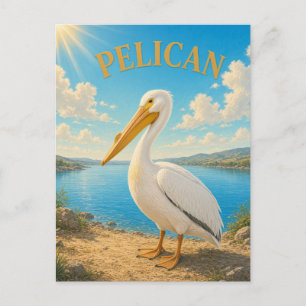 Pelikaan Kustbaai Aquarel GeoSaga Ansichtkaart Briefkaart