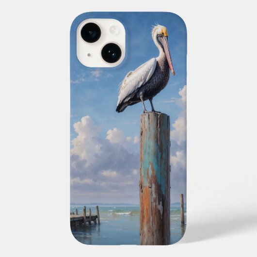 Pelikaan op een verweerde dockpaal Case-Mate iPhone case (Achterkant)