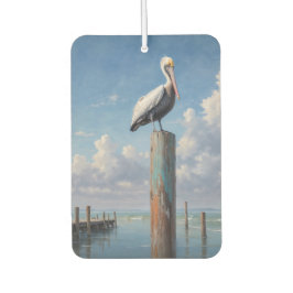 Pelikaan op een verweerde dockpaal luchtverfrisser