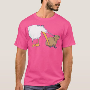 Pelikaan probeert Capybara Grappig Schattige meme  T-shirt
