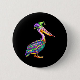 Pelikan Mardi Gras Carnaval Dierenliefhebber Heren Ronde Button 5,7 Cm