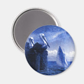 Pelikanen in blauw magneet (Voorkant / Achterkant)