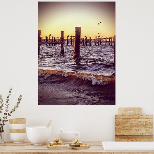 Pelikanen in de baai poster (Keuken)