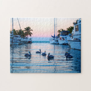 Pelikanen, palmbomen, boten in Florida Keys Legpuzzel