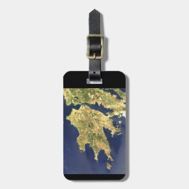 peloponnesus griekenland satellietkaart - zwart bagagelabel