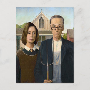 Pelosi en Schumer American Gothic Briefkaart