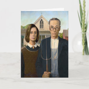 Pelosi en Schumer American Gothic Holiday Card Feestdagen Kaart