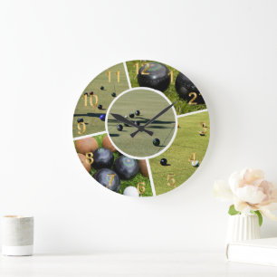 Pelouse Bowls Cinq Photo Collage, Horloge Mur