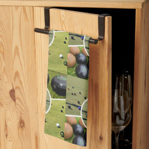 Pelouse Bowls Five Picture Collage, Serviette à pl