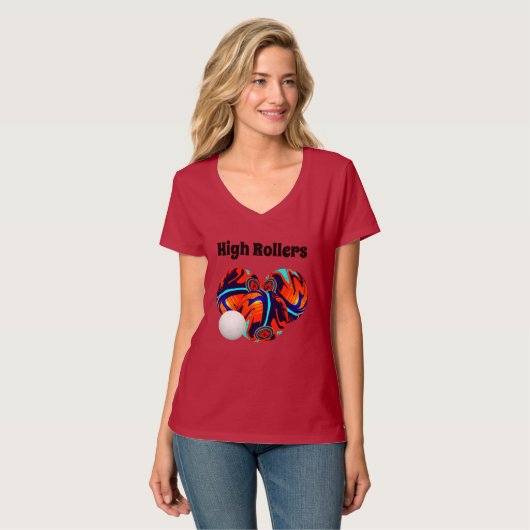 Pelouse Bowls High Rollers, Vneck Tshirt Dames (Devant entier)