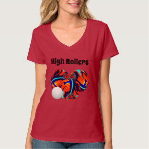 Pelouse Bowls High Rollers, Vneck Tshirt Dames