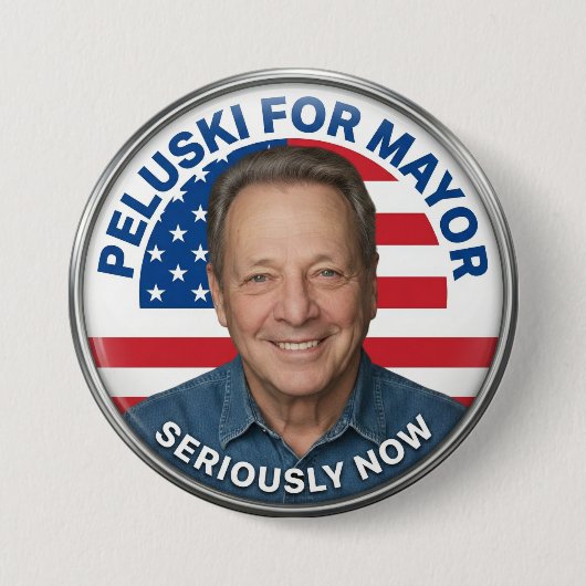 Peluski voor Burgemeester Officiële Knop Ronde Button 7,6 Cm (Voorkant)