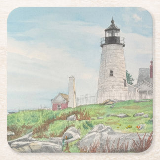 Pemaquid Point Aquarel Vierkante Kartonnen Onderzetter