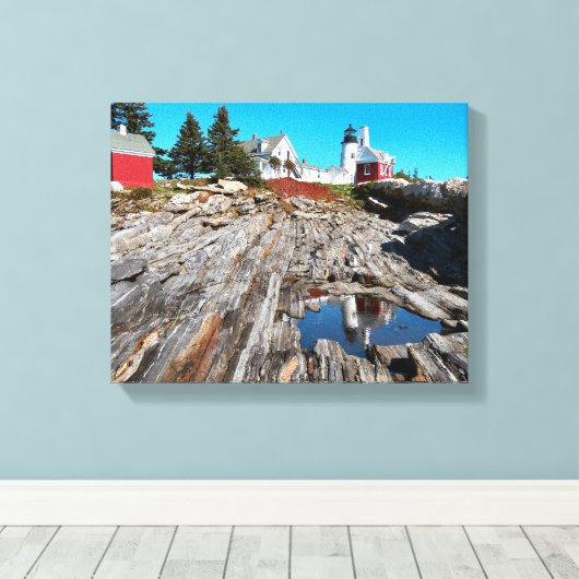 Pemaquid Point Lighthouse, Maine Canvas Afdruk (Insitu (Houten vloer))