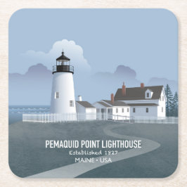 Pemaquid Point Lighthouse Vierkante Kartonnen Onderzetter