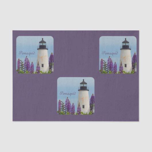 Pemaquid Point Plum Lighthouse Decoupage Tissuepapier (Voorkant)
