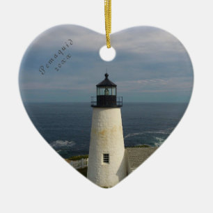 Pemaquid Point Schilderachtig Rocky Coast Maine Li Keramisch Ornament