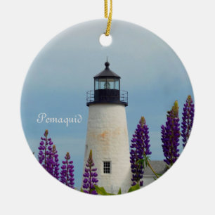 Pemaquid Point Surf Coastal Maine Lighthouse Keramisch Ornament