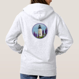 Pemaquid Point Surf WhiteCoastal Maine Lighthouse Hoodie