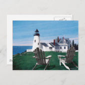 Pemaquied Lighthouse et deux chaises carte postale (Devant / Derrière)