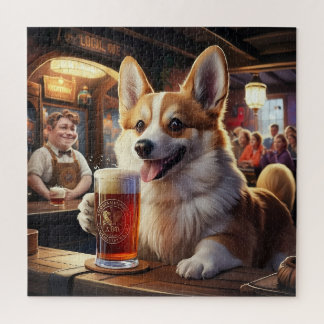 Pembroke Corgi Drink een biertje in de kroeg Legpuzzel