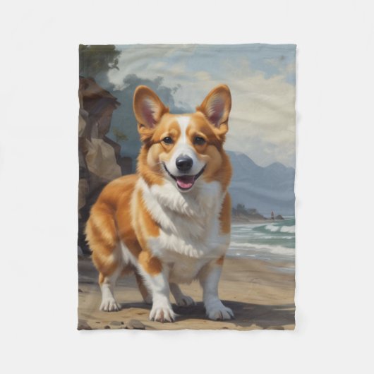 Pembroke Corgi Fleece Deken (Voorkant)