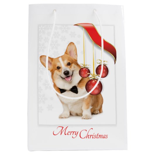 Pembroke Corgi Kerstmis Medium Cadeauzakje (Voorkant)
