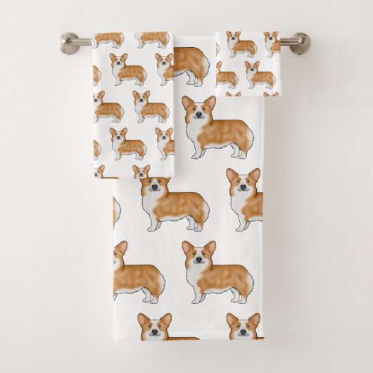 Pembroke Rouge Et Blanc Gallois Corgi Motif D'Art (En situation)