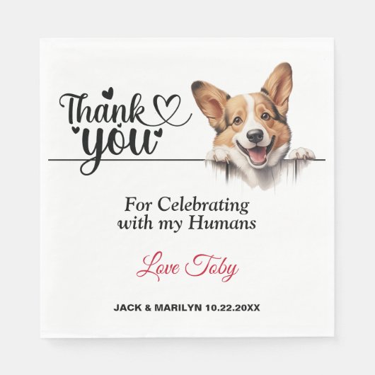 Pembroke Welsh Corgi bruiloft dank u Servet (Voorkant)