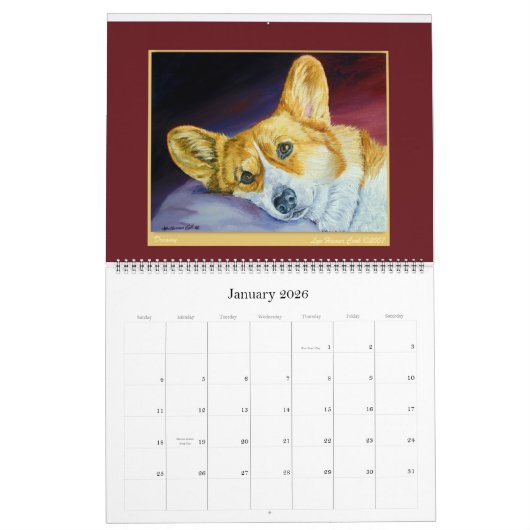 Pembroke Welsh Corgi Calendrier d'amour Corgi (Jan 2026)