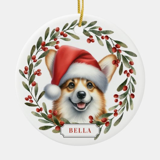 Pembroke Welsh Corgi Ceramic Circle Ornament (Voorkant)