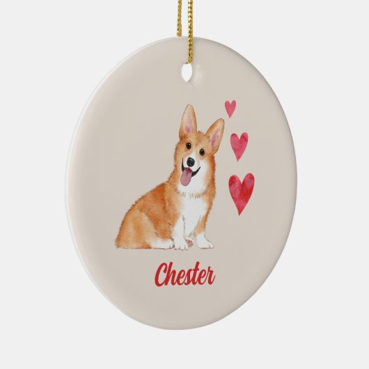 Pembroke Welsh Corgi dierennaam Keramisch Ornament (Rechts)