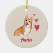 Pembroke Welsh Corgi dierennaam Keramisch Ornament (Voorkant)