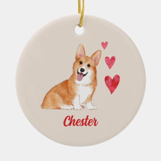 Pembroke Welsh Corgi dierennaam Keramisch Ornament (Voorkant)
