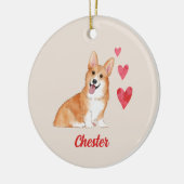 Pembroke Welsh Corgi dierennaam Keramisch Ornament (Links)