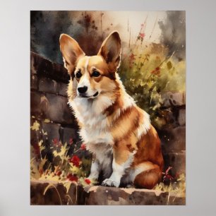 Pembroke Welsh Corgi Dog Art Print Poster