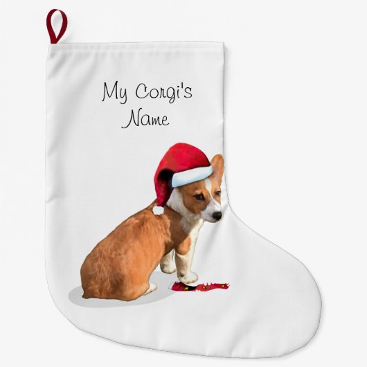 Pembroke Welsh Corgi Dog Grote Kerstsok (Voorkant)