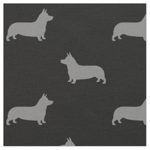 Pembroke Welsh Corgi Dog Silhouettes Pattern Stof