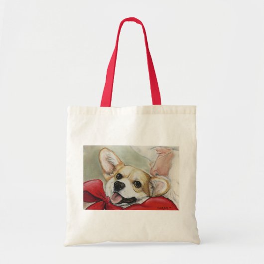 Pembroke Welsh Corgi en Santa Dog Art Canvas tas (Voorkant)