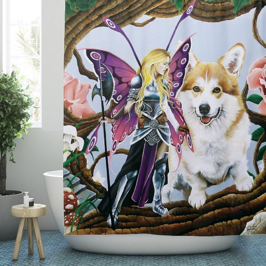 Pembroke Welsh Corgi Fairy Fantasy Douchegordijn