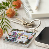 Pembroke Welsh Corgi Fairy Fantasy Sleutelhanger (Voorkant Rechts)